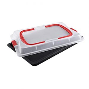 Dr.Oetker rectangular spring form with enamebasl e and carry lid 38 x 25 cm